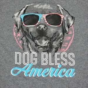 Unisex Grey Short Sleeve Tee "Dog Bless America" - Size XL